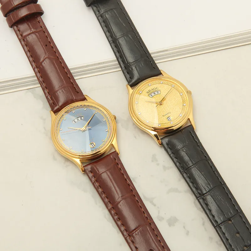 90s Vintage Women's Leather Watch - With Crystals - Image 3