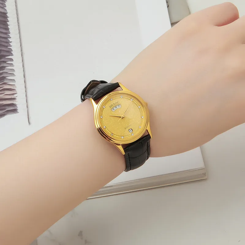 90s Vintage Women's Leather Watch - With Crystals - Image 2