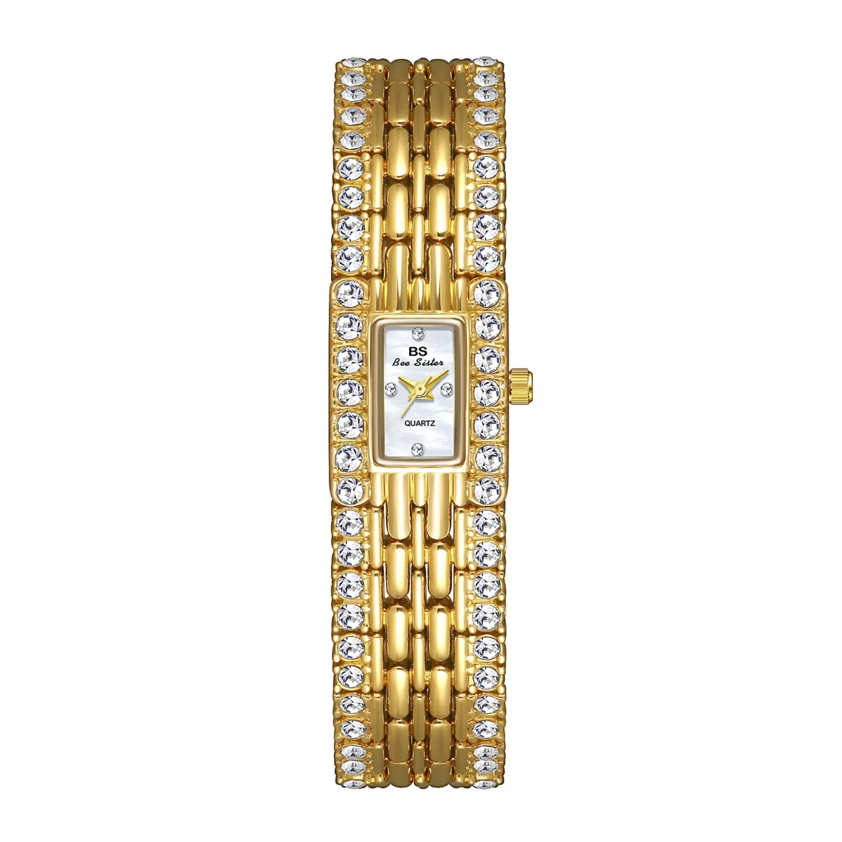 Vintage gold bangle women’s watch with full crystal bracelet