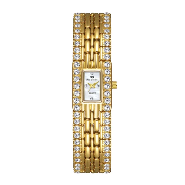 Vintage gold bangle women’s watch with full crystal bracelet