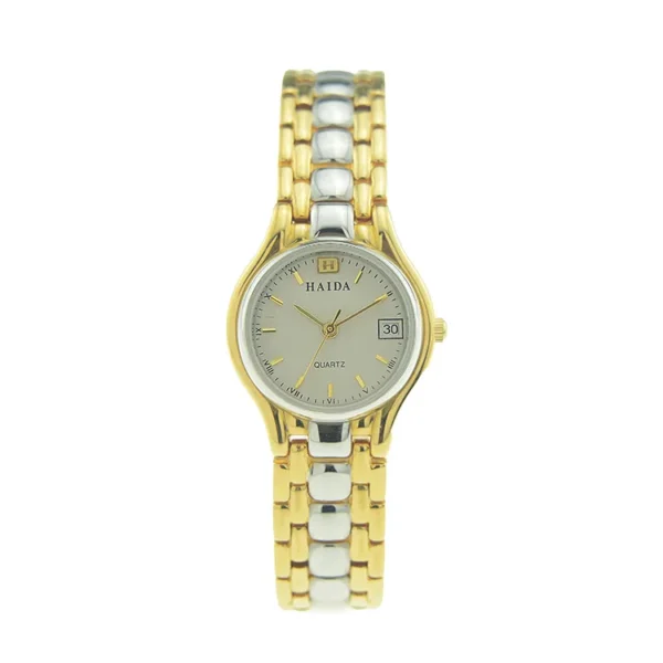Vintage gold silver women’s quartz watch with calendar and two-tone bracelet – WatchTrio