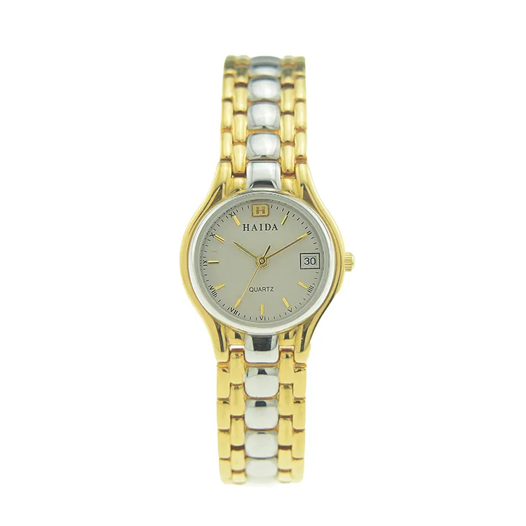 Vintage gold silver women’s quartz watch with calendar and two-tone bracelet – WatchTrio