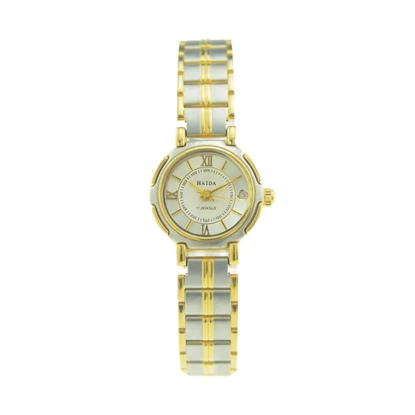 Vintage gold and silver women’s watch with Roman numerals and calendar function – WatchTrio