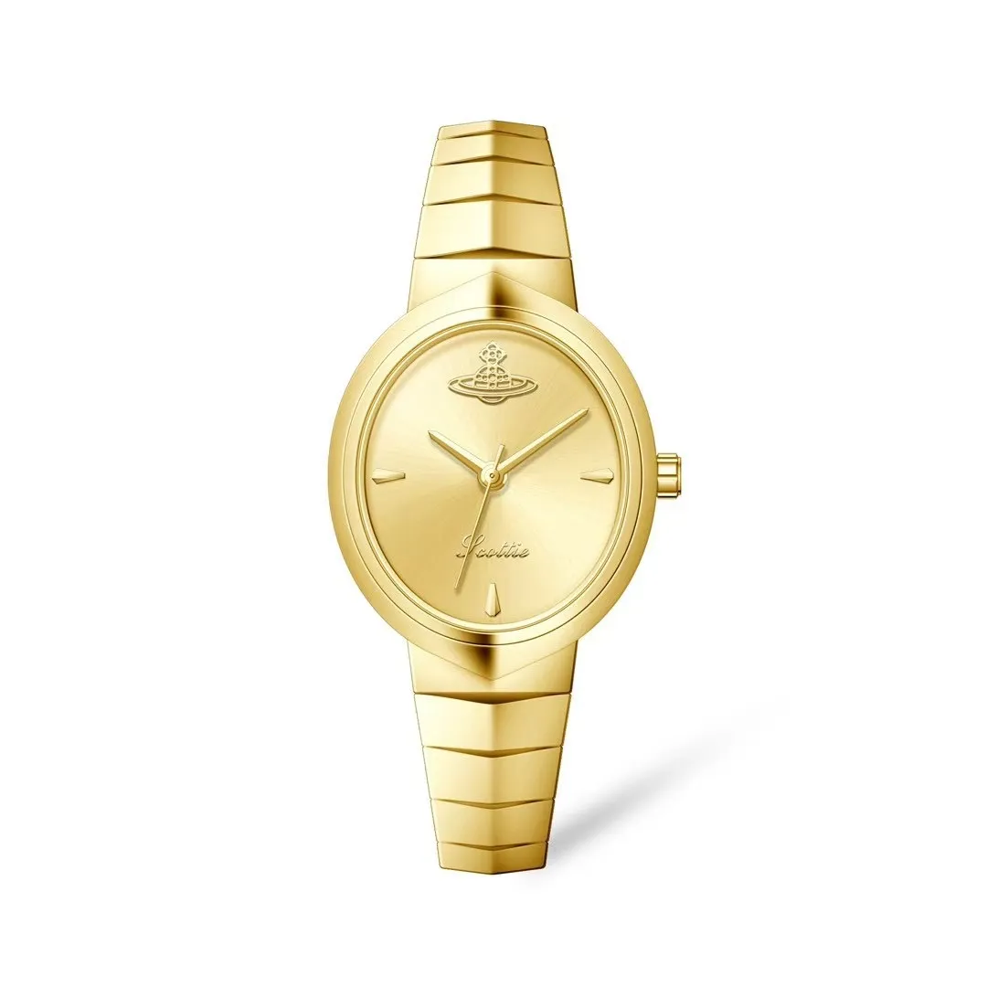 Vintage gold women’s watch with oval dial and snake chain bracelet – WatchTrio