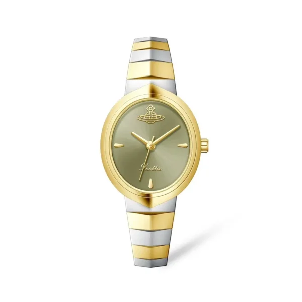 Vintage two-tone women’s watch with oval dial and snake chain bracelet – WatchTrio