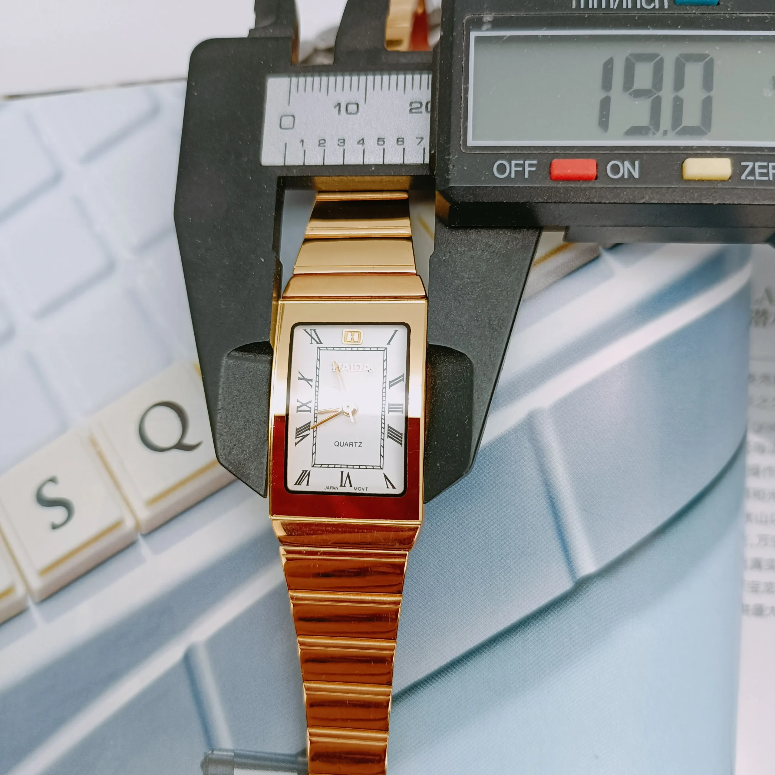 Vintage Gold Women’s Rectangular Watch – 19mm slim case size
