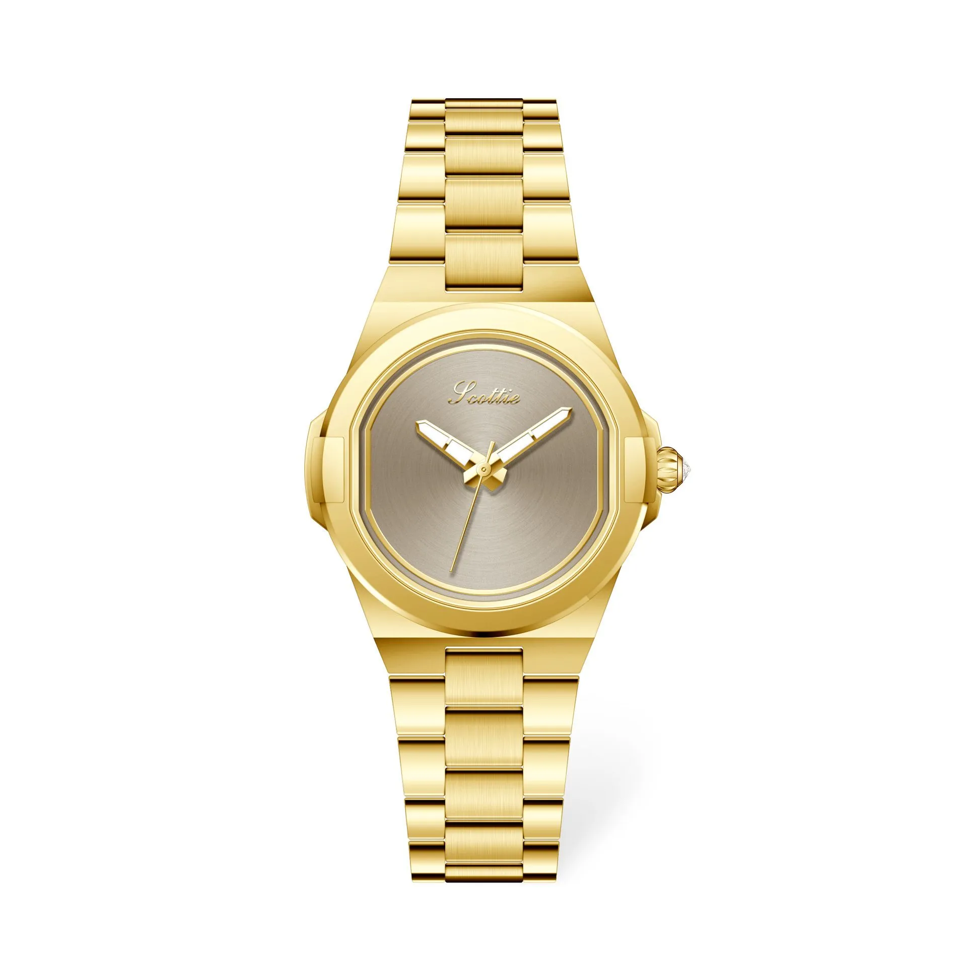 Vintage gold women’s watch with gray dial and stainless steel strap – WatchTrio