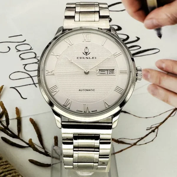 Vintage men’s automatic watch 1996S with silver dial and steel strap – WatchTrio