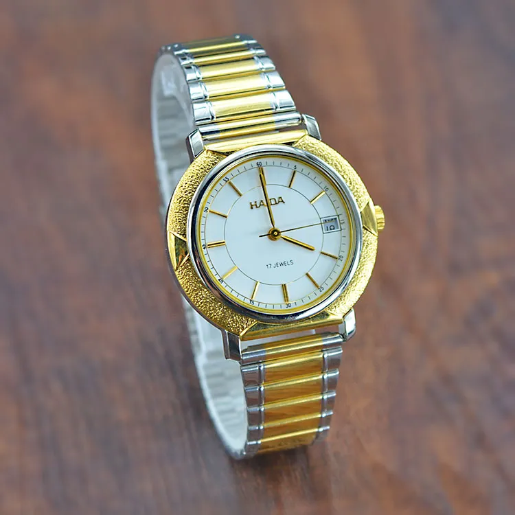 Vintage Men’s Mechanical Watch – Classic Two-Tone Strap, Gold Bezel - Image 2