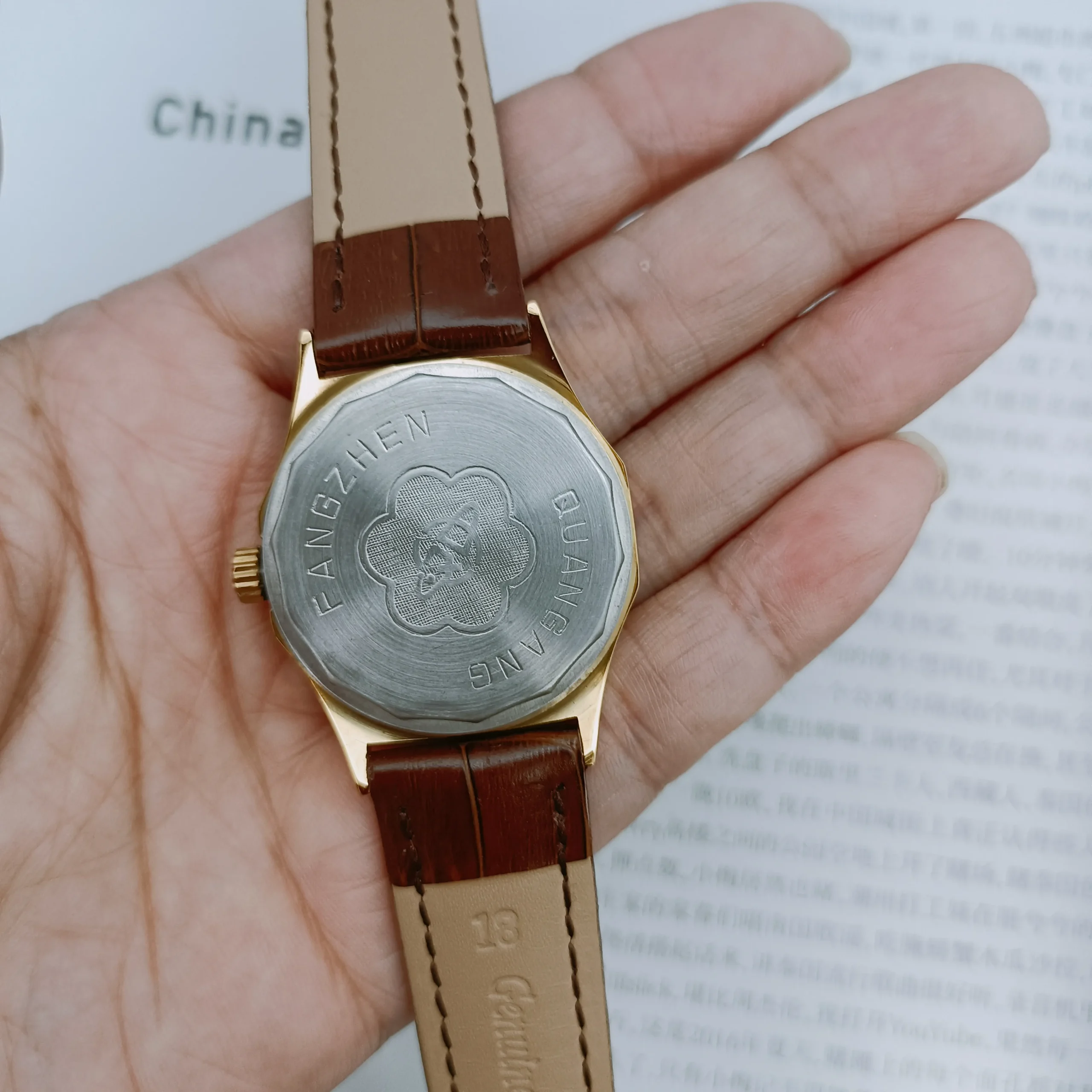 Vintage Men’s Octagonal Diamond Watch – Stainless steel engraved back case