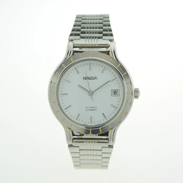 Classic men’s automatic silver watch with date display