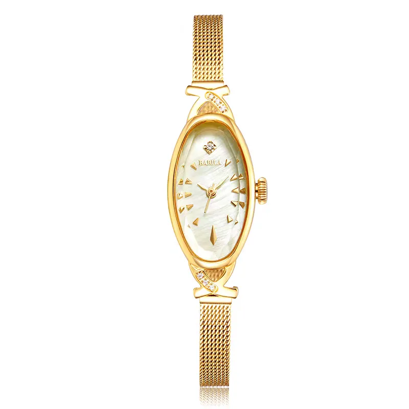 Vintage oval gold women’s watch with gold dial and slim strap