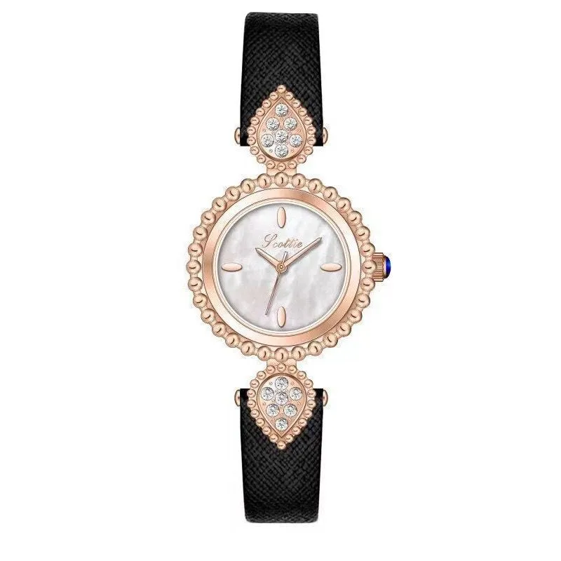 Vintage rose gold women’s leather watch with mother-of-pearl dial – WatchTrio