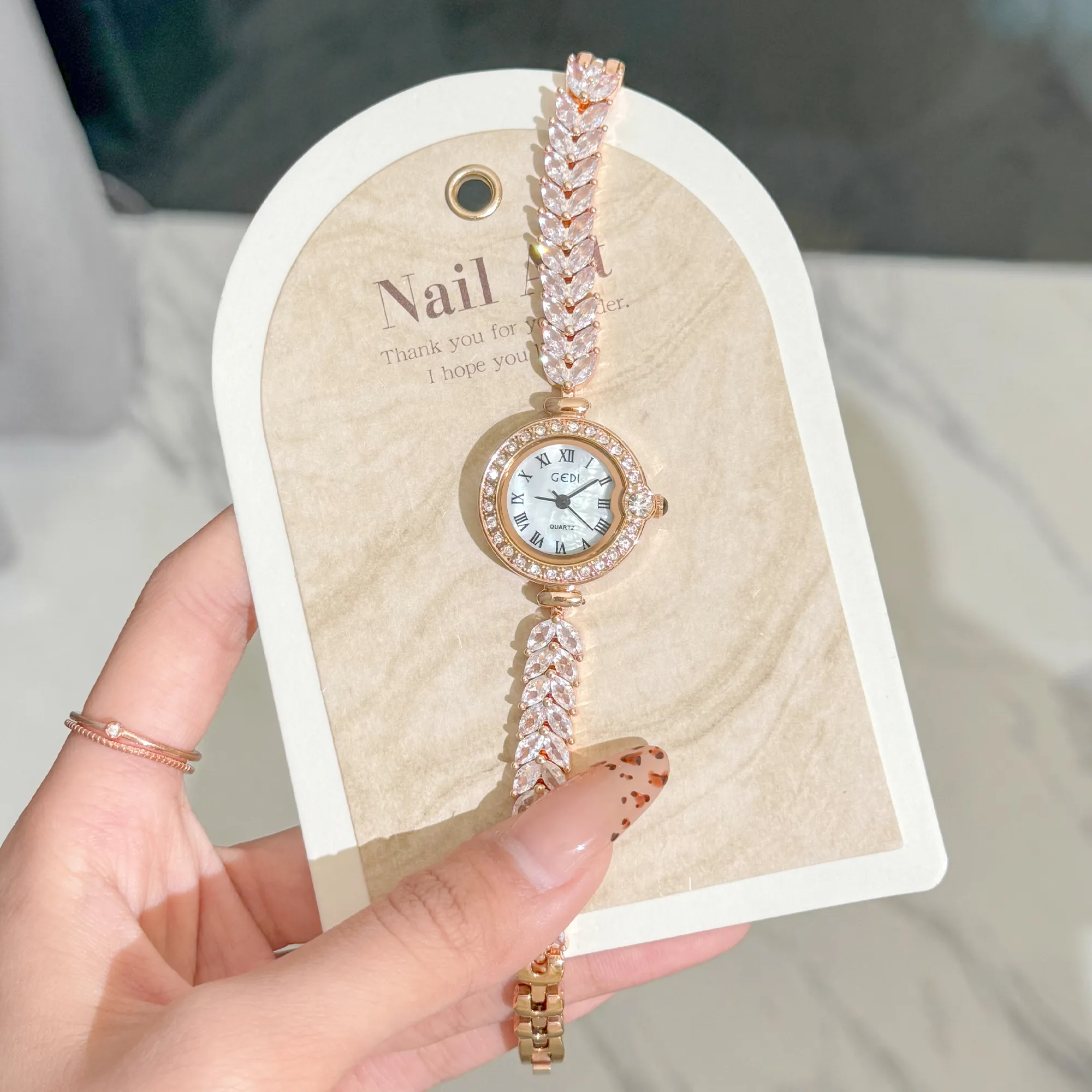 Vintage rose gold women’s watch with crystal wheat bracelet | WatchTrio