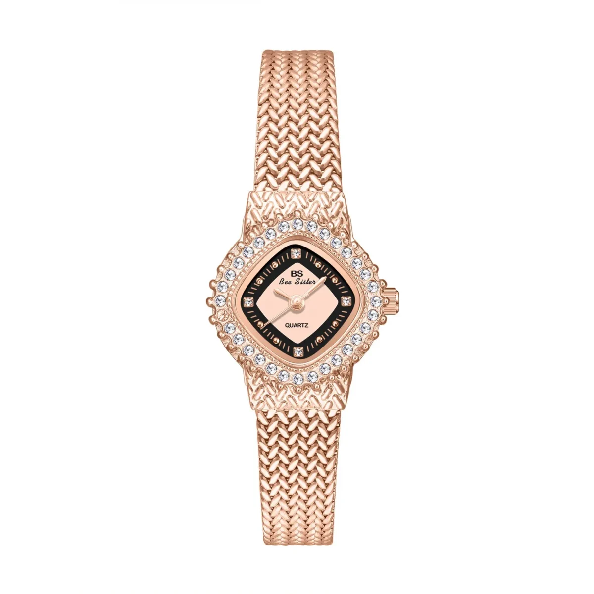 Vintage rose gold women’s watch with retro crystal bezel – WatchTrio