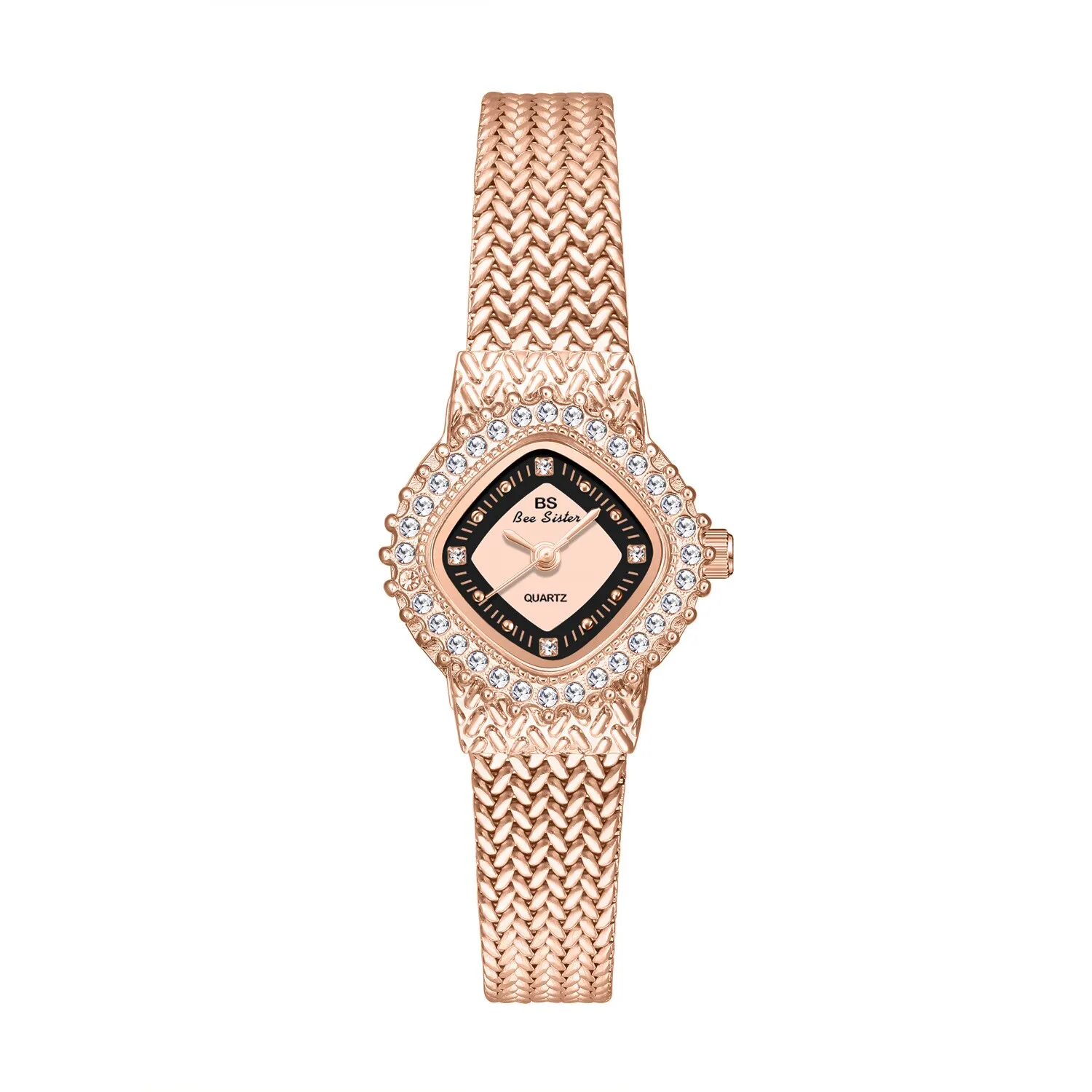 Vintage rose gold women’s watch with retro crystal bezel – WatchTrio