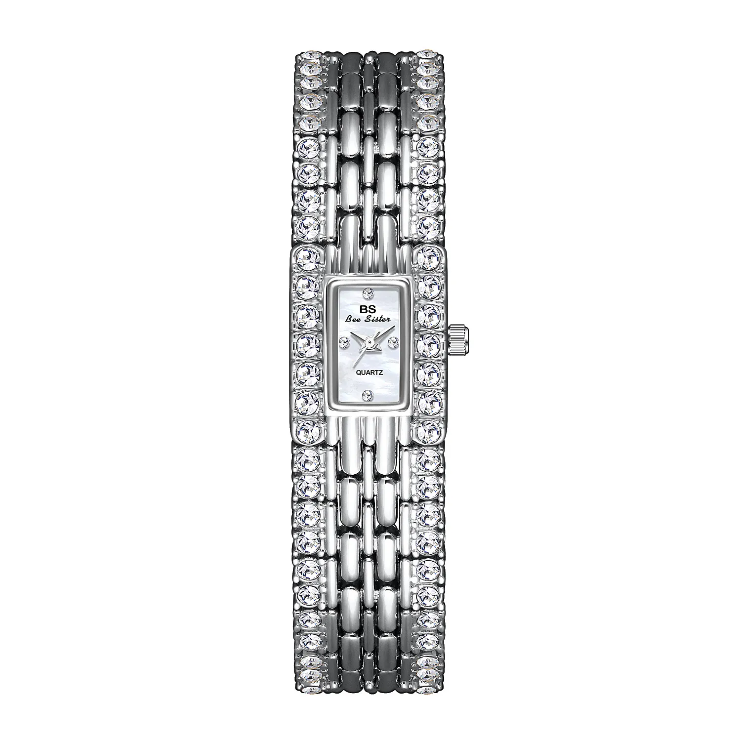 Vintage silver bangle women’s watch with full crystal bracelet