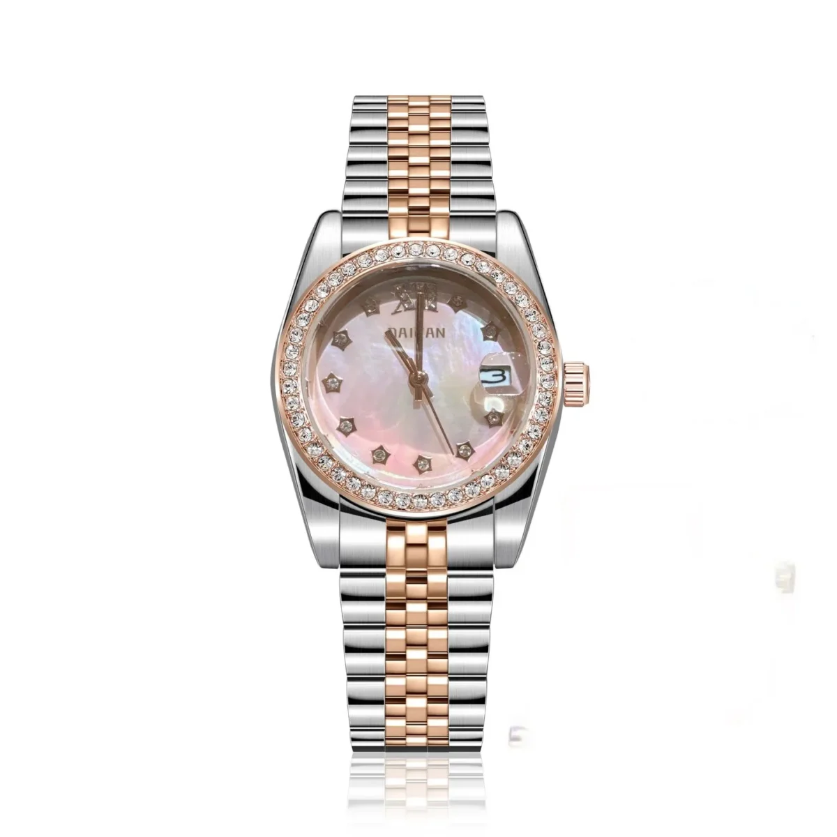 Vintage silver women’s watch with pink mother-of-pearl dial – WatchTrio