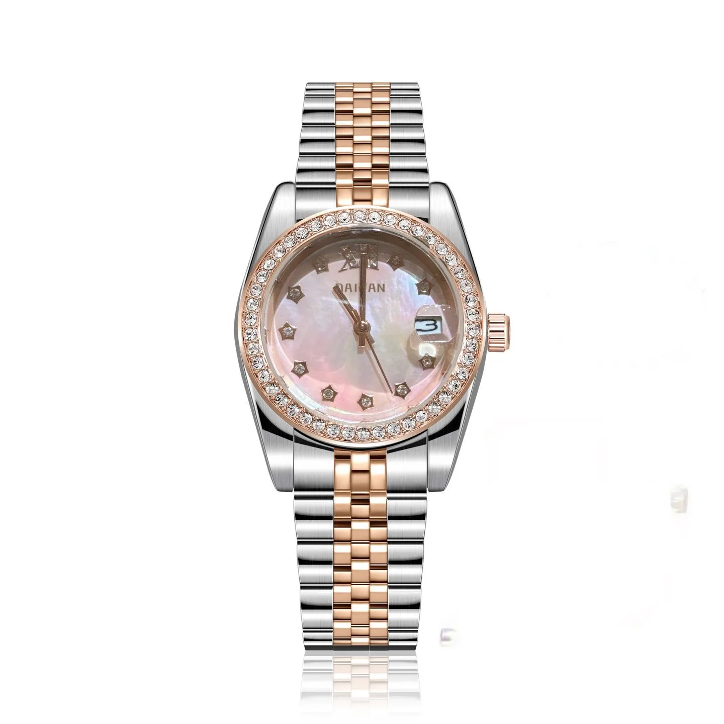 Vintage silver women’s watch with pink mother-of-pearl dial – WatchTrio