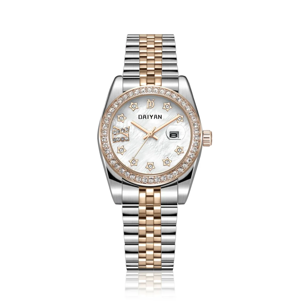Vintage silver women’s watch with diamond bezel and white dial – WatchTrio
