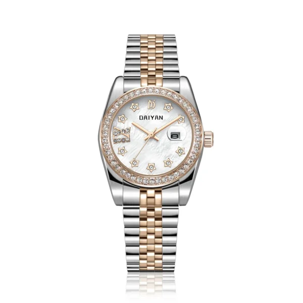 Vintage silver women’s watch with diamond bezel and white dial – WatchTrio