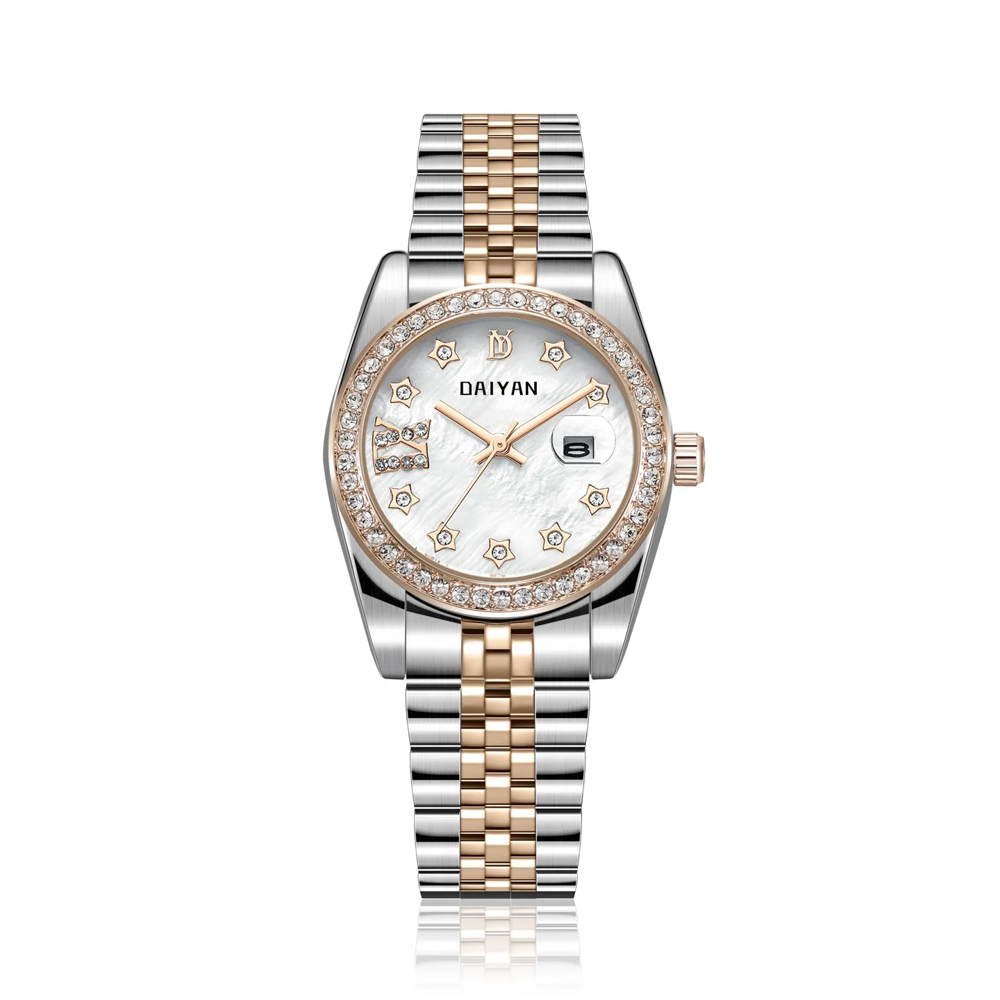 Vintage silver women’s watch with diamond bezel and white dial – WatchTrio