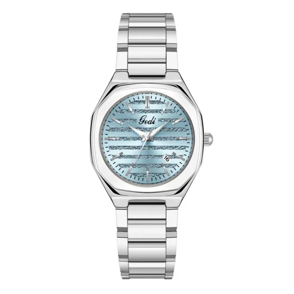 Vintage silver women’s watch with blue dial and date function – WatchTrio