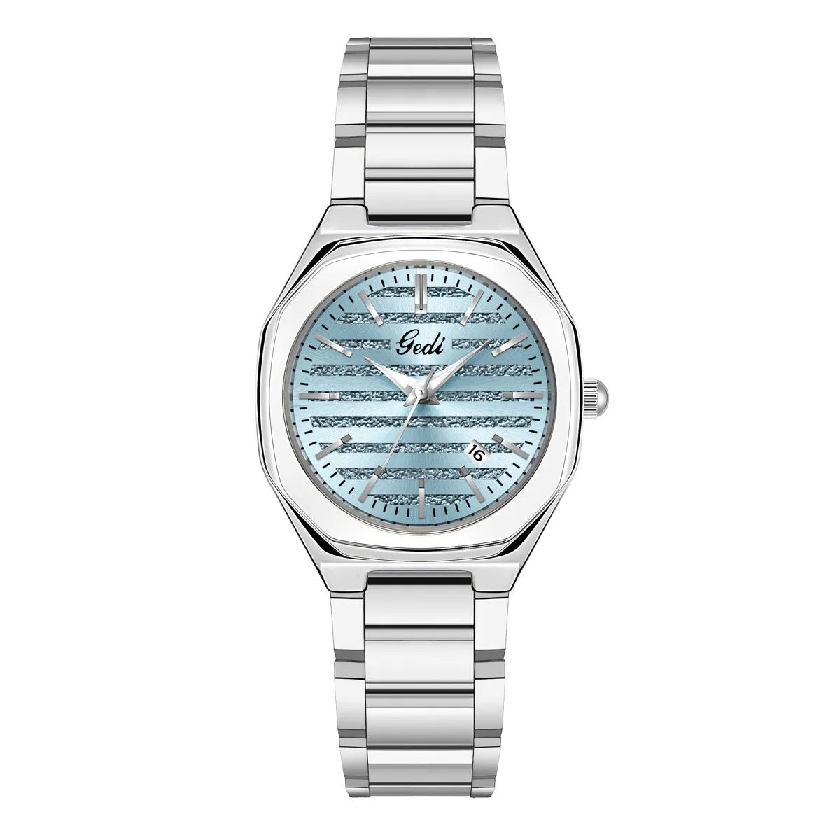 Vintage silver women’s watch with blue dial and date function – WatchTrio