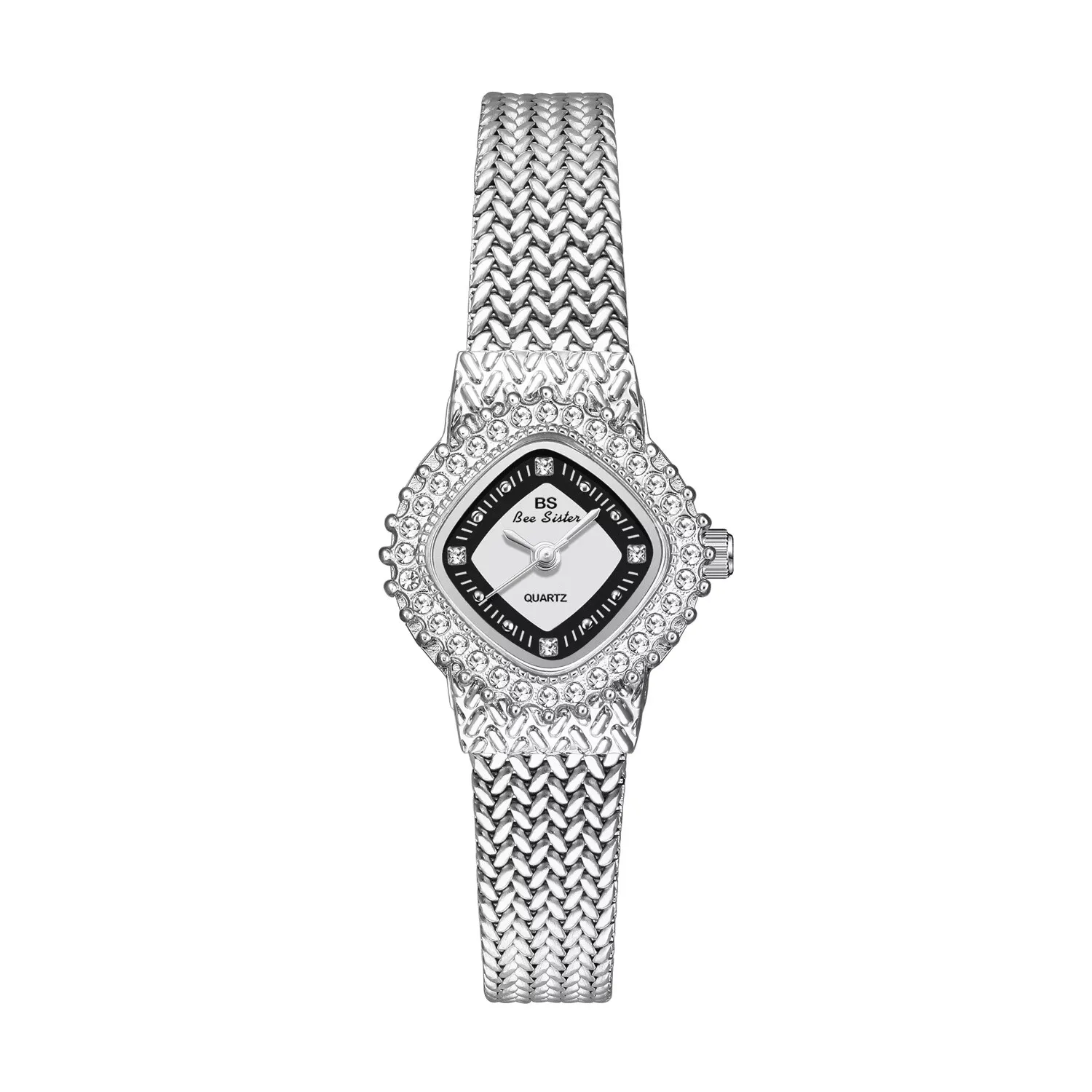 Vintage silver women’s watch with wheat-pattern strap – WatchTrio
