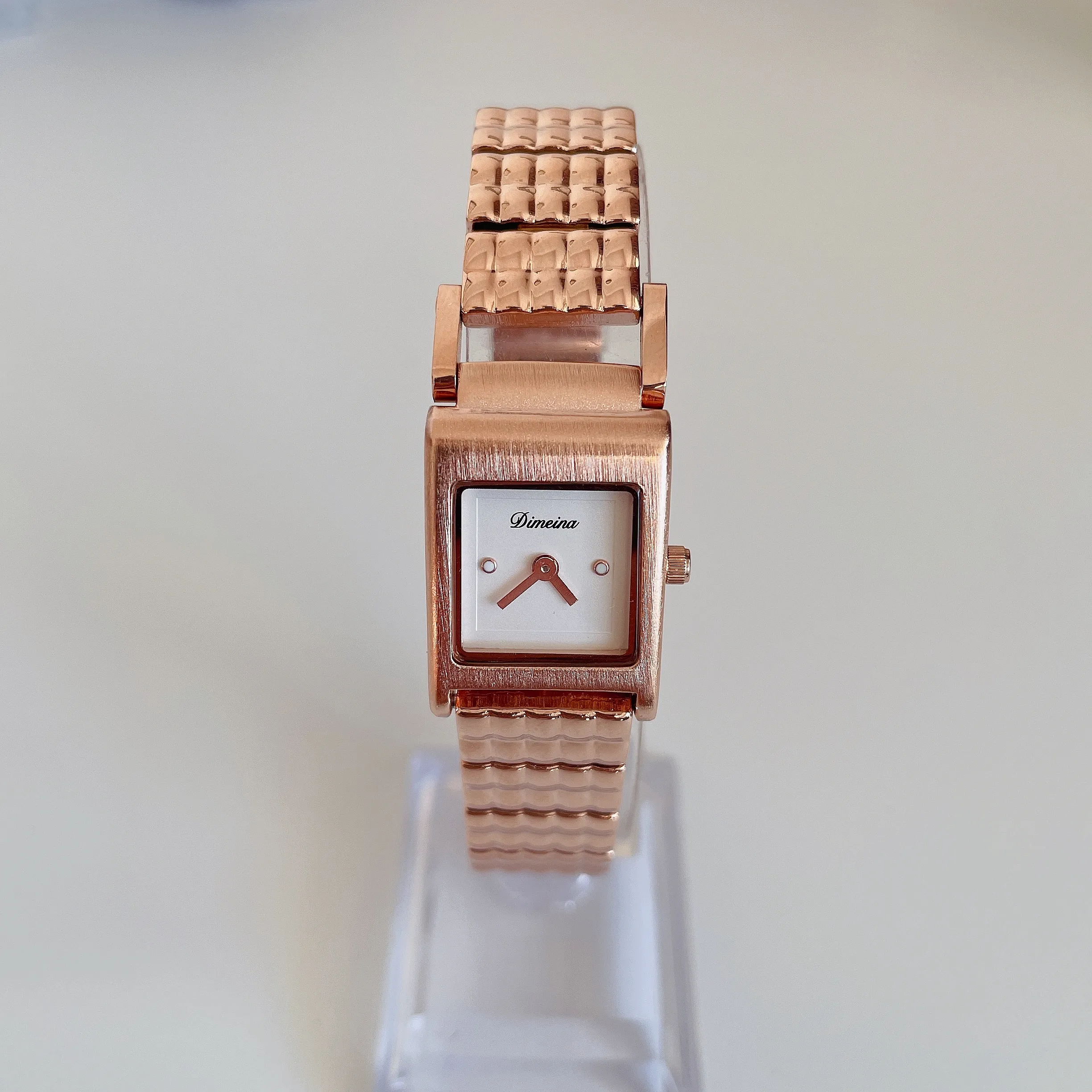 Vintage rose gold square women’s watch with bracelet strap