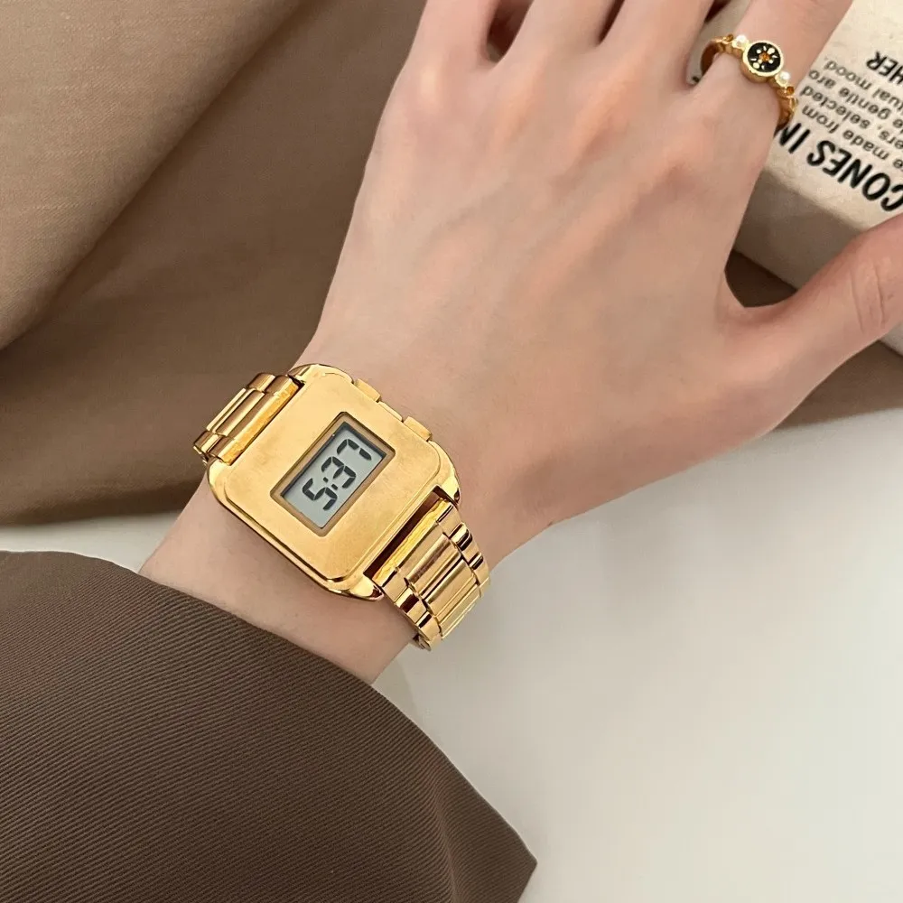 vintage women's digital watch in gold color